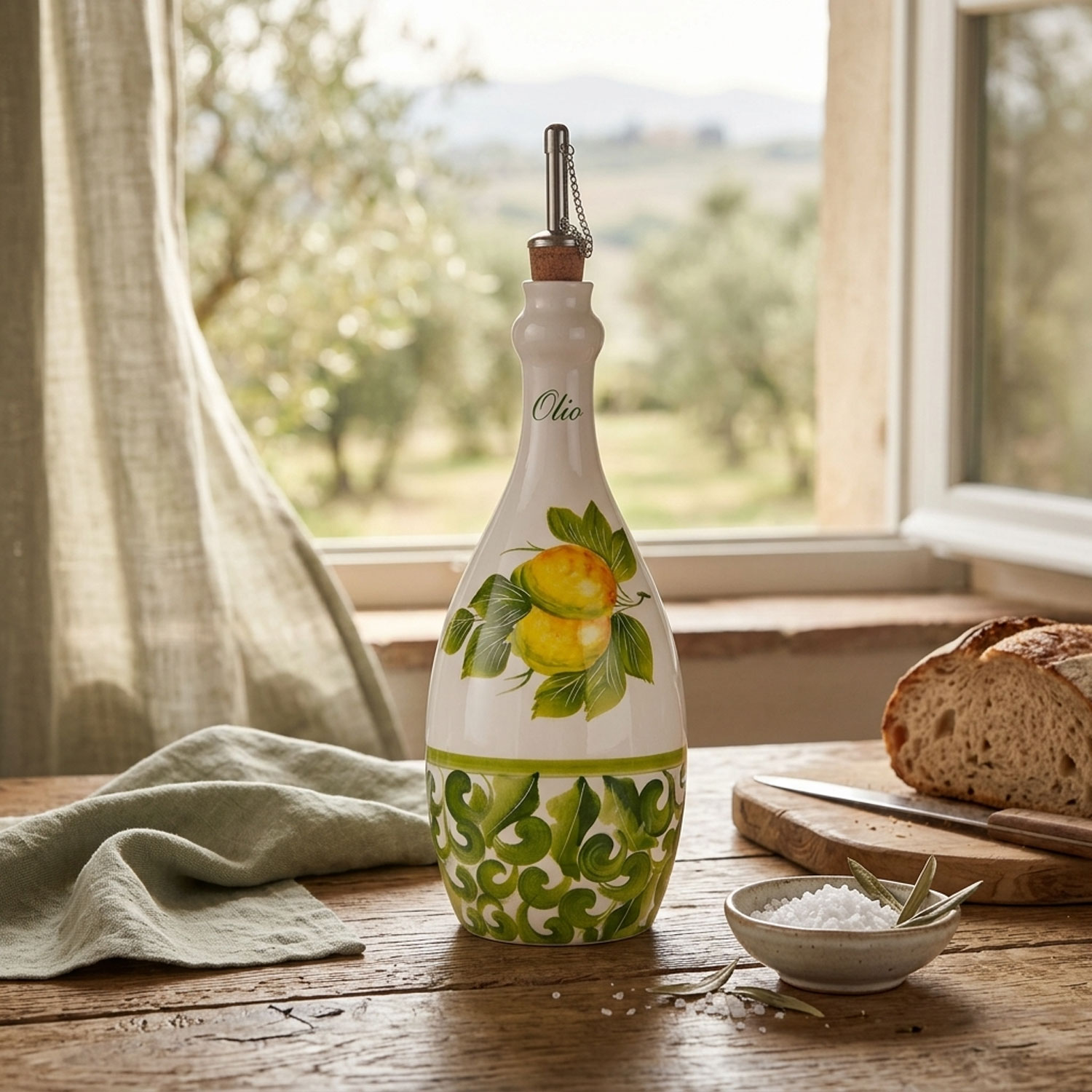 Bottiglia olio damascato verde 750 ml