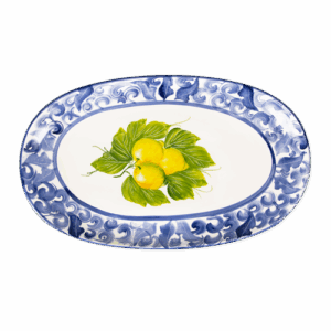 Piatto da portata Limoni damascato blu