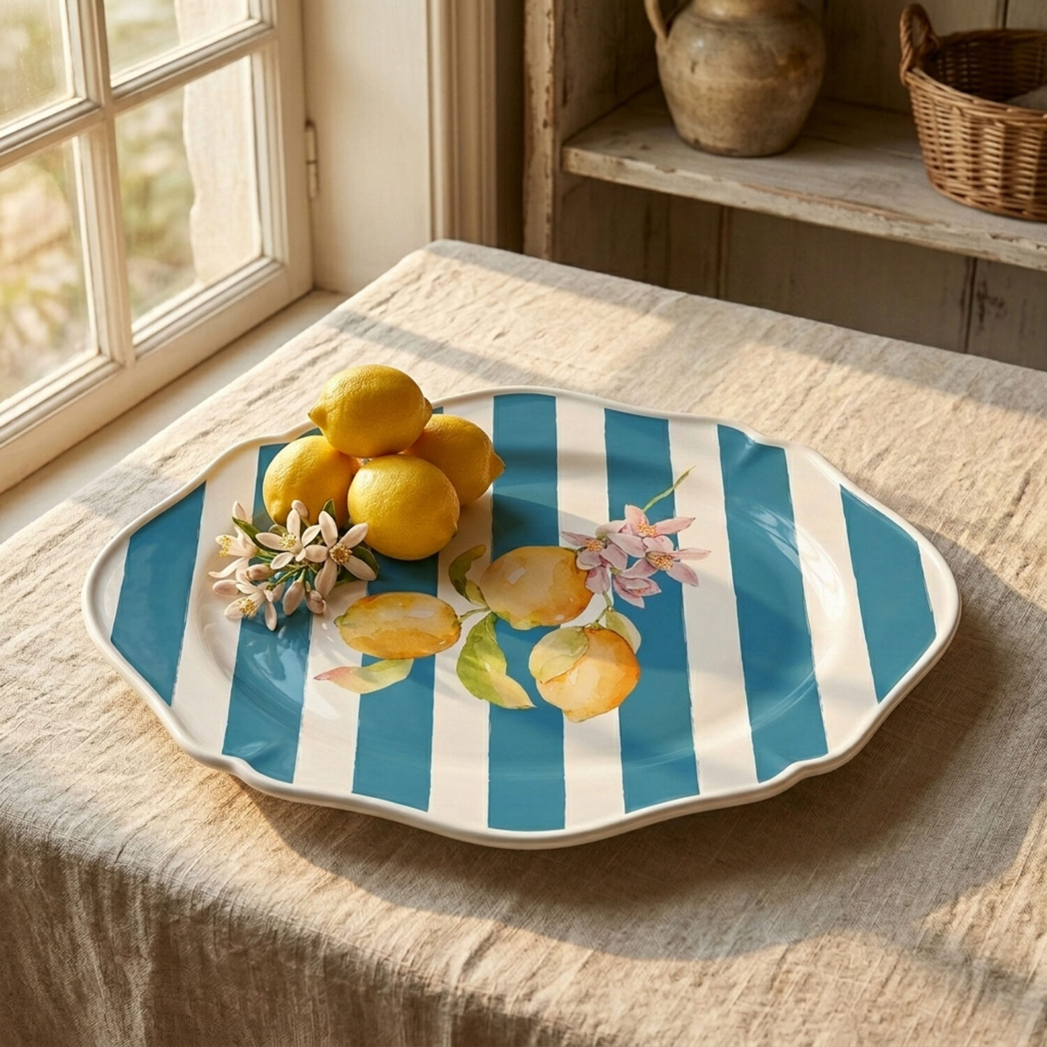 Vassoio da portata Citrus righe blu