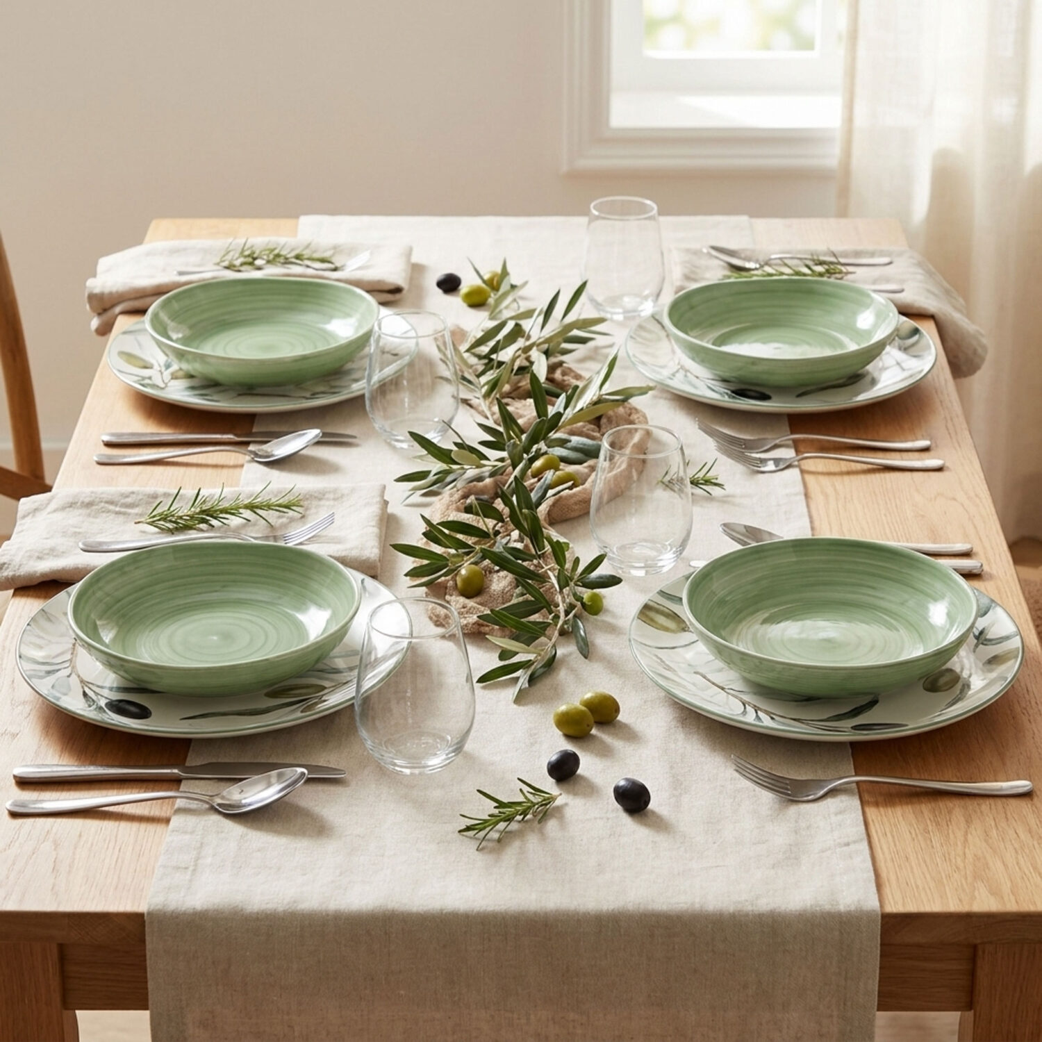 Olyvia green soup plate