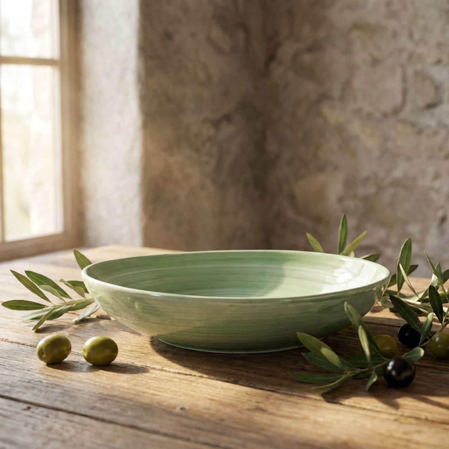 Olyvia green soup plate